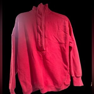 Women’s Ariel Red Quarter-Zip Sweatshirt Baggy XS